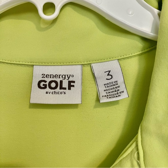 Chico's Zenergy Collared Pullover 3/4 Sleeve Green Golf Polo Shirt, 3, XL - Picture 3 of 12